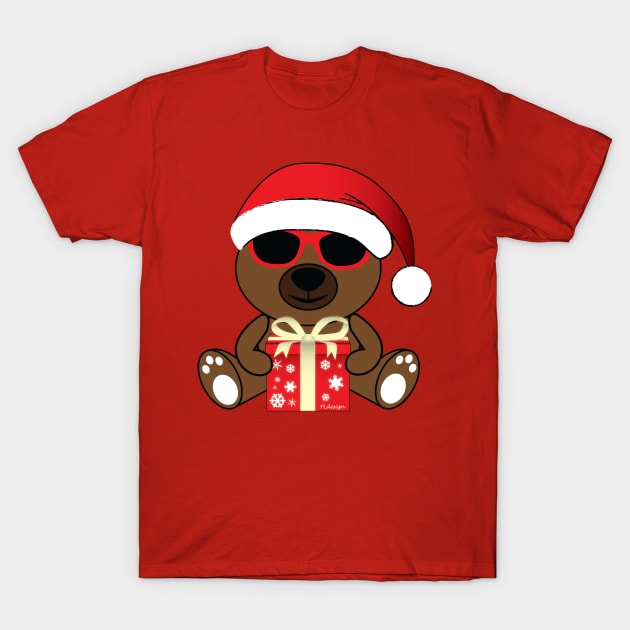 Cool Santa Bear with sunglasses and Christmas gift T-Shirt by PLdesign